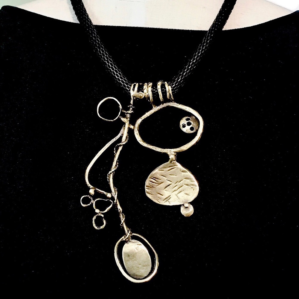 Bronze tribal artist design statement necklace